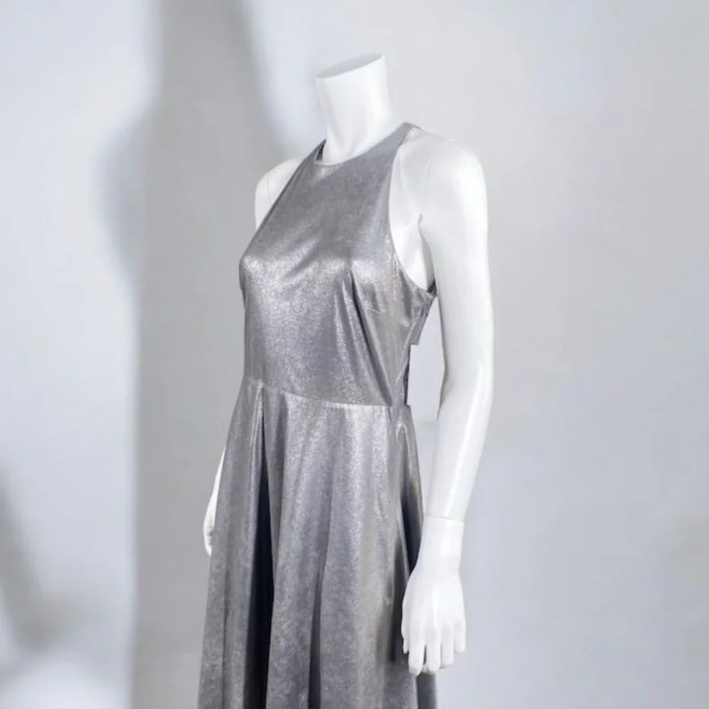 NWT H By Halston Metallic Faux Suede Dress Gunmetal, Size 8 - Picture 5 of 15